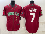 MLB Mexico Baseball #7 Julio Urías 2023 Red Blue World Baseball Classic Stitched Jersey