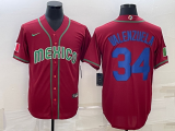MLB Mexico Baseball #34 Fernando Valenzuela 2023 Red Blue World Baseball Classic