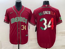 MLB Mexico Baseball #34 Fernando Valenzuela 2023 Red World Baseball Classic Stitched Jersey