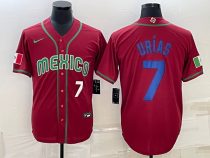 MLB Mexico Baseball #7 Julio Urías 2023 Red Blue World Baseball Classic Stitched Jersey