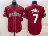 MLB Mexico Baseball #7 Julio Urías 2023 Red Blue World Baseball Classic Stitched Jersey