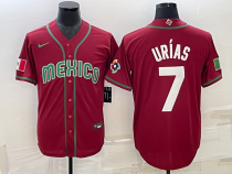 MLB Mexico Baseball #7 Julio Urías 2023 Red Blue World Baseball Classic Stitched Jersey