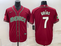 MLB Mexico Baseball #7 Julio Urías 2023 Red World Baseball Classic Stitched Jersey