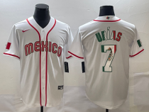 Men's Mexico Baseball #7 Julio Urías 2023 White World Baseball Classic Stitched Jersey