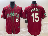 Men's Mexico Baseball #15 Barnes 2023 Red World Baseball Classic Stitched Jersey
