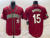 Men's Mexico Baseball #15 Barnes 2023 Red World Baseball Classic Stitched Jersey
