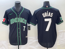 Men's Mexico Baseball #7 Julio Urías 2023 Black World Baseball Classic Stitched Jersey