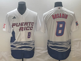 Men's Puerto Rico Baseball #8 Eddie Rosario 2023 White World Baseball Classic Stitched Jersey