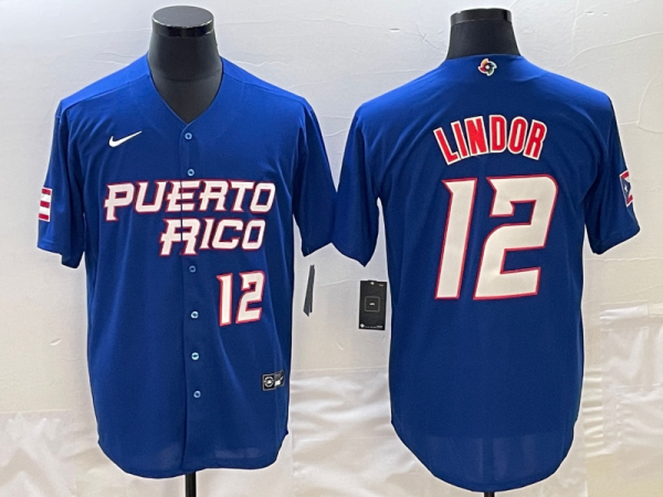 Men's Puerto Rico Baseball #4 Yadier Molina 2023 Royal World Baseball Classic Stitched Jersey