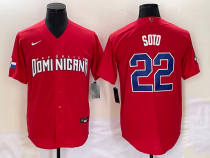 Men's Dominican Republic Baseball #22 Juan Soto 2023 Red World Baseball Classic Jersey
