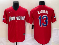 Men's Dominican Republic Baseball #13 Manny Machado 2023 Red World Baseball Classic Jersey