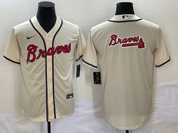 MLB Atlanta Braves Blank Cream Game Nike Jersey