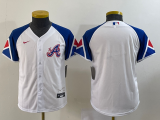 Youth Atlanta Braves Blank White 2023 City Connect Cool Base With Patch Jersey