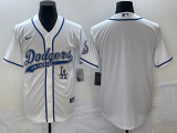 MLB Los Angeles Dodgers White Team Big Logo Cool Base Stitched Baseball Jersey
