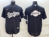 MLB Los Angeles Dodgers Black Team Big Logo Cool Base Stitched Baseball Jersey