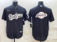 MLB Los Angeles Dodgers Black Team Big Logo Cool Base Stitched Baseball Jersey