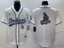 MLB Los Angeles Dodgers White Team Big Logo With Patch Cool Base Stitched Baseball