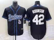 MLB Los Angeles Dodgers #42 Robinson Black With Patch Cool Base Stitched Baseball Jersey
