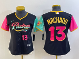 Women MLB San Diego Padres #13 Manny Machado Black 2022 City Connect Jersey