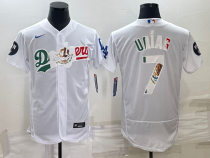 MLB Los Angeles Dodgers #7 Julio Urías White With Vin Scully Patch Flex Base Elite Jersey