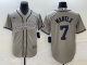 MLB New York Yankees #7 Mickey Mantle Gray With Patch  Baseball Nike Jersey