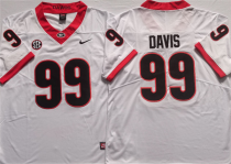 Men’s Georgia Bulldogs #99 Davis White College Football Stitched Jersey