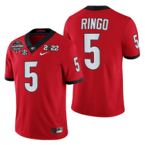 Men's Georgia Bulldogs #5 Kelee Ringo 2021/22 CFP National Champions Red College Football Jersey