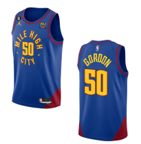 NBA Denver Nuggets #50 Aaron Gordon Blue 2022/23 Statement Edition With NO.6 Patch  Jersey