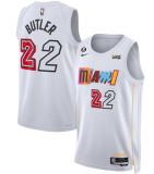NBA Miami Heat #22 Jimmy Butler White 2022/23 City Edition With NO.6 Patch Stitched Jersey