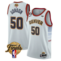 NBA Denver Nuggets #50 Aaron Gordon White 2023 Finals Icon Edition With NO.6 Patch Stitched Jersey