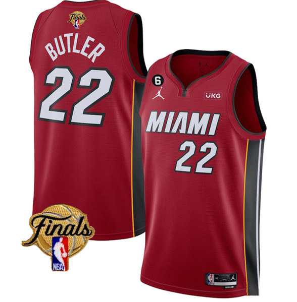 NBA Miami Heat #22 Jimmy Butler Red 2023 Finals Statement Edition With NO.6 Jersey