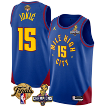 NBA Denver Nuggets #15 Nikola Jokic Blue 2023 Nuggets Champions Patch And Finals Jersey