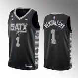 NBA Men's San Antonio Spurs #1 Victor Wembanyama Black 2022/23 Statement Edition With Jersey