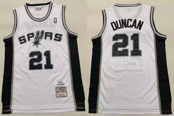 NBA San Antonio Spurs #21 Duncan White throwback Jersey