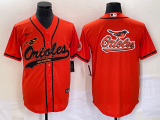 MLB Baltimore Orioles Orange Team Big Logo Orange Baseball Stitched Jersey