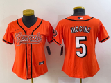 Women Cincinnati Bengals #5 Tee Higgins Orange Baseball Nike Jersey