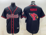 Men's Arizona Cardinals #1 Kyler Murray Black Team Big Logo With Patch Stitched Baseball Jersey