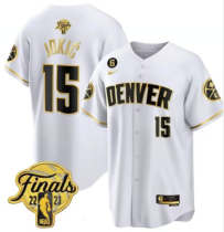 NBA Denver Nuggets #15 Nikola Jokic White With No.6 Patch Stitched Jersey