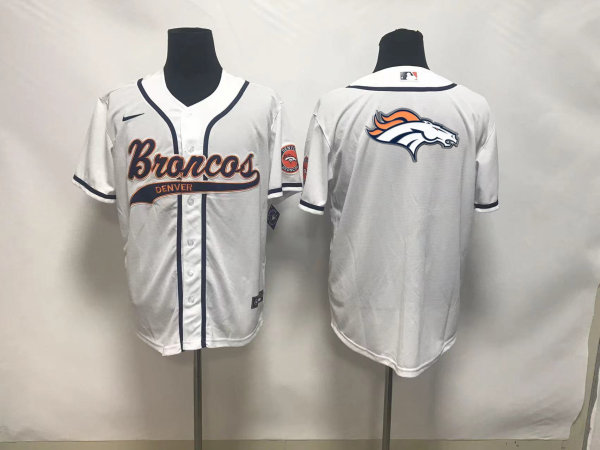 Men's Denver Broncos Blank White Baseball Nike Jersey