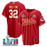 Men's Kansas City Chiefs #32 Nick Bolton Red With 4-Star C Patch And Super Bowl LVII Patch Jersey