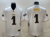 Men's Philadelphia Eagles #1 Jalen Hurts White Gold Limited Jersey