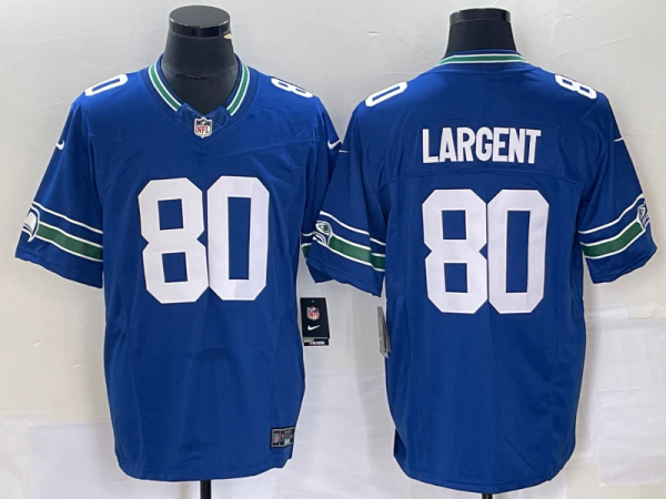 Men's Seattle Seahawks #80 Largent Royal 2023 F.U.S.E. Vapor Limited Throwback Jersey