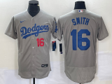 MLB Los Angeles Dodgers #16 Smith Grey Flex Base Elite Jersey
