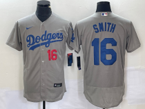 MLB Los Angeles Dodgers #16 Smith Grey Flex Base Elite Jersey