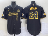 Men's Los Angeles Lakers Front #8 Back #24 Kobe Bryant With NO.6 And KB Patch Black Jersey