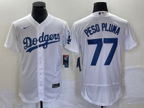 MLB Los Angeles Dodgers #77 Peso Pluma White Flex Base Elite Jersey