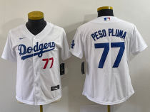 Women MLB Los Angeles Dodgers #77 Peso Pluma White Jersey