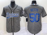 MLB Los Angeles Dodgers #50 Mookie Betts Gray Nike Game Jersey