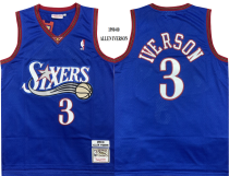 NBA Philadelphia 76ers #3 Iverson Blue Throwback Jersey