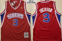 NBA Philadelphia 76ers #3 Iverson Red Throwback Jersey